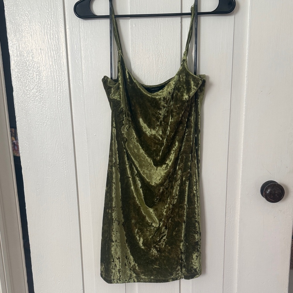 Forever 21 Olive Green Velvet Mini Dress